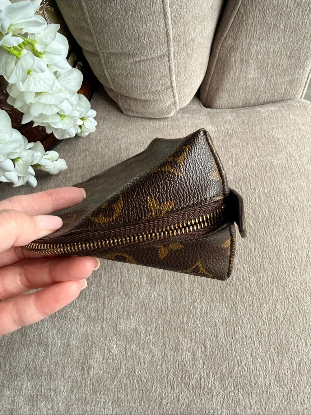 Louis Vuitton Brown Monogram Dome Toiletry Pouch Large GM Size Authentic